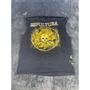 Rare Vintage Sepultura Beneath The Remains Tank Top Crazy Skull Print Sz Large‎